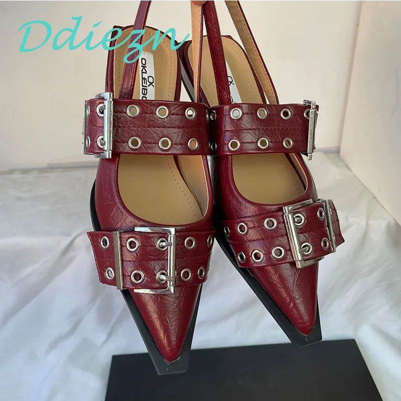 New Women Sandals Shoes Pointed Toe 2025 Spring Fashion Shallow Footwear Slingbacks Ladies Sandals Flats Shoes Big size - Iron Phoenix GHG