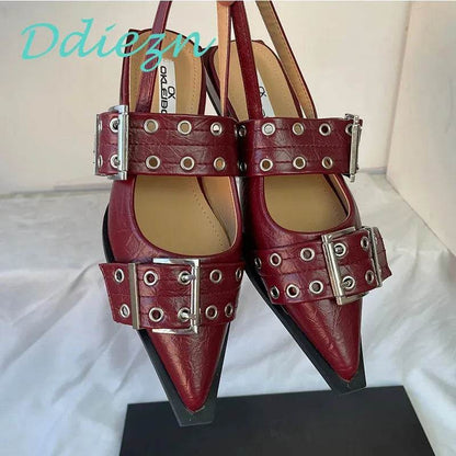New Women Sandals Shoes Pointed Toe 2025 Spring Fashion Shallow Footwear Slingbacks Ladies Sandals Flats Shoes Big size - Iron Phoenix GHG