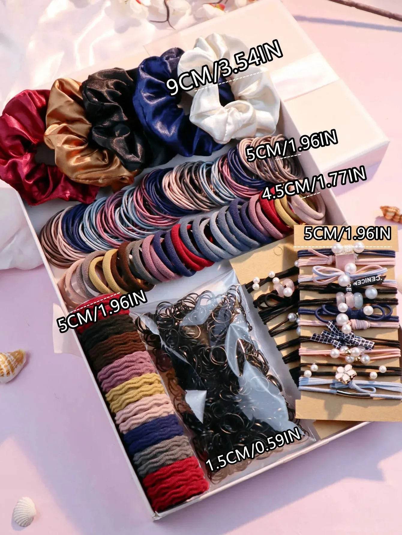 1085PCS Dark Hair Accessories for Woman Set Seamless Ponytail Holders Variety Hair Scrunchies HairBands Scrunchy Hair Ties - Iron Phoenix GHG
