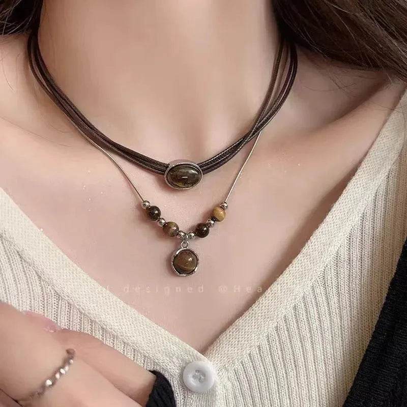 Vintage Leather Stone Pendant - Iron Phoenix GHG
