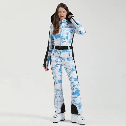 GSOU SNOW One-piece Ski Suit Women Thickening Snowboard Female Overalls Winter Windproof Waterproof Breathable Clothing Skiing - Iron Phoenix GHG