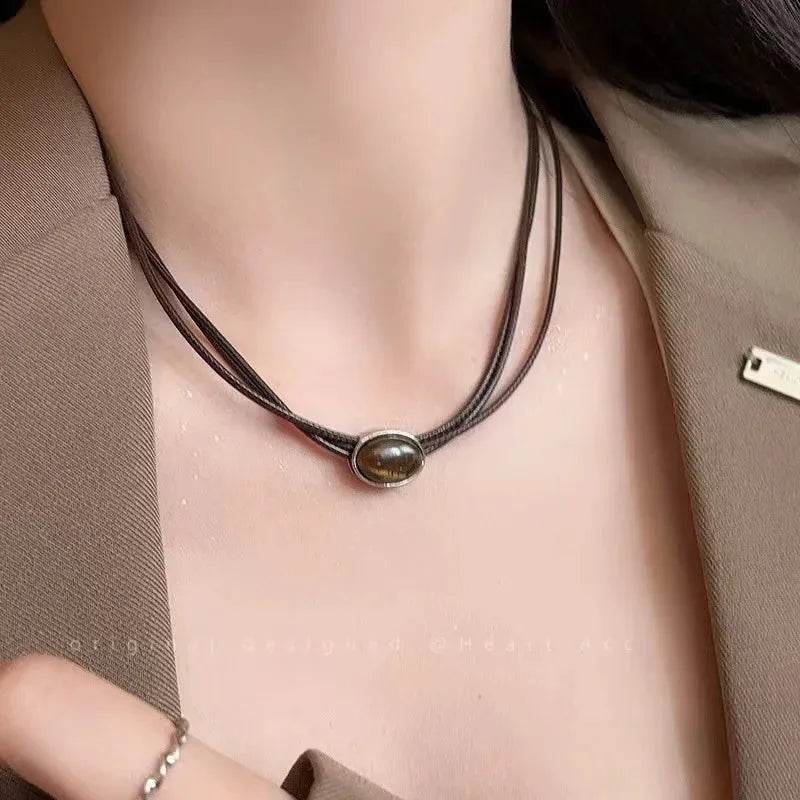 Vintage Leather Stone Pendant - Iron Phoenix GHG