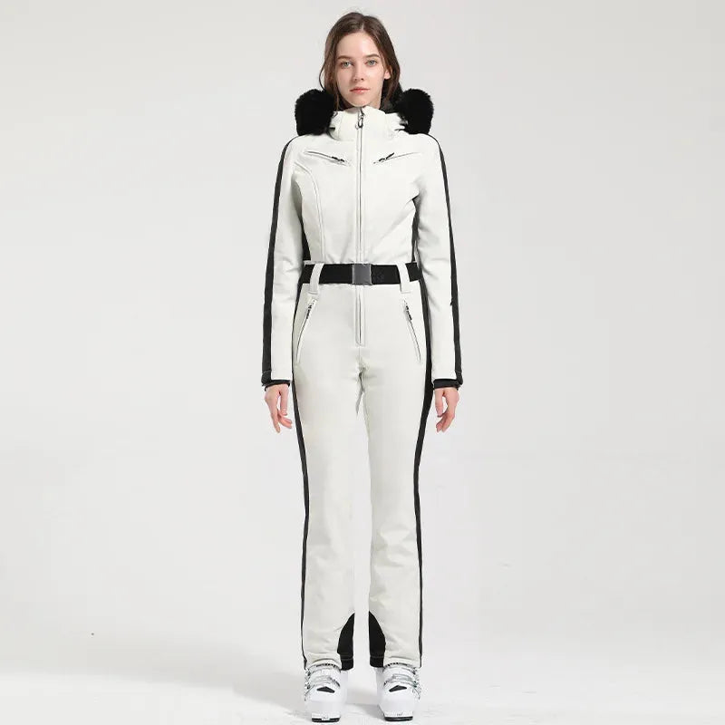 GSOU SNOW One-piece Ski Suit Women Thickening Snowboard Female Overalls Winter Windproof Waterproof Breathable Clothing Skiing - Iron Phoenix GHG