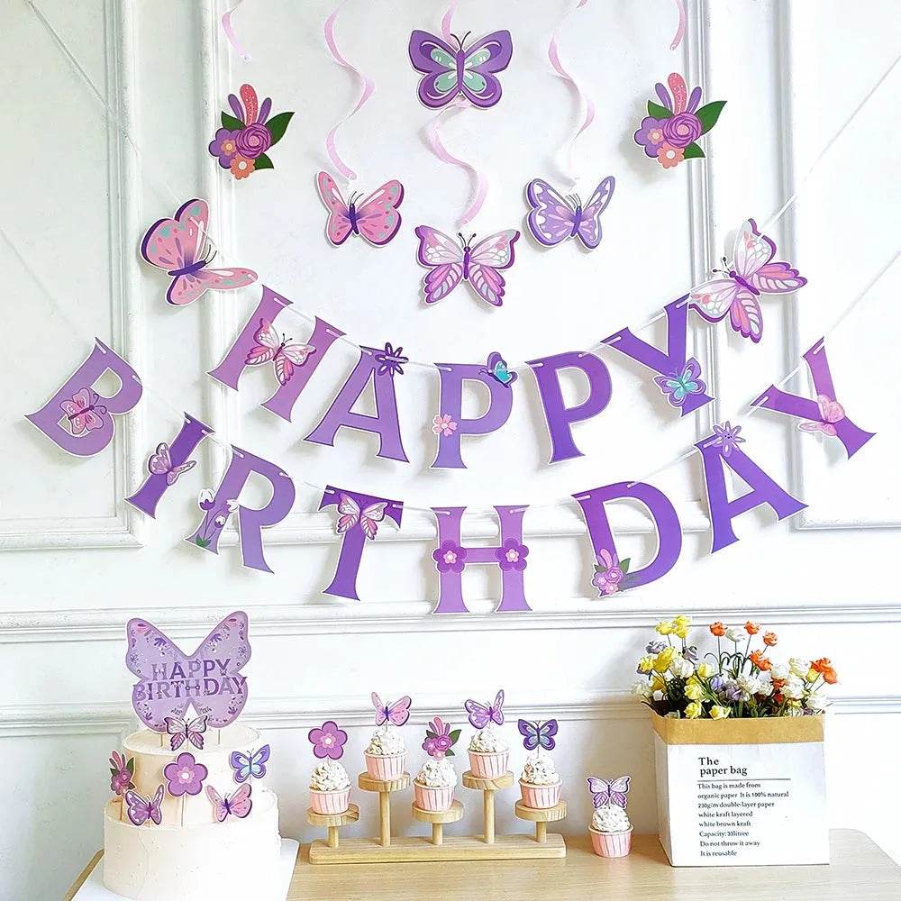 Butterfly Theme Party Tableware Set 80-94pcs (by Enanal) Eco 2025 - Iron Phoenix GHG