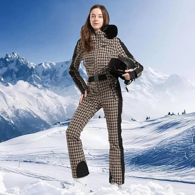 GSOU SNOW One-piece Ski Suit Women Thickening Snowboard Female Overalls Winter Windproof Waterproof Breathable Clothing Skiing - Iron Phoenix GHG