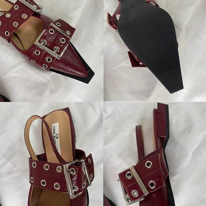 New Women Sandals Shoes Pointed Toe 2025 Spring Fashion Shallow Footwear Slingbacks Ladies Sandals Flats Shoes Big size - Iron Phoenix GHG