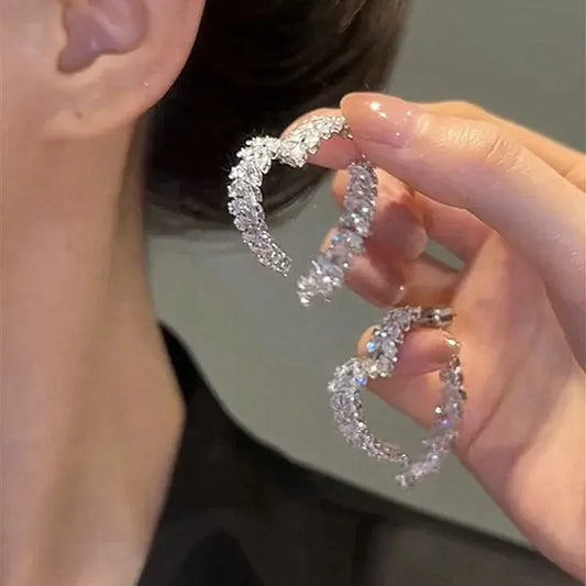 Stud Earrings - Eco DINGABIYU Zircon Flower Leaf" - Iron Phoenix GHG