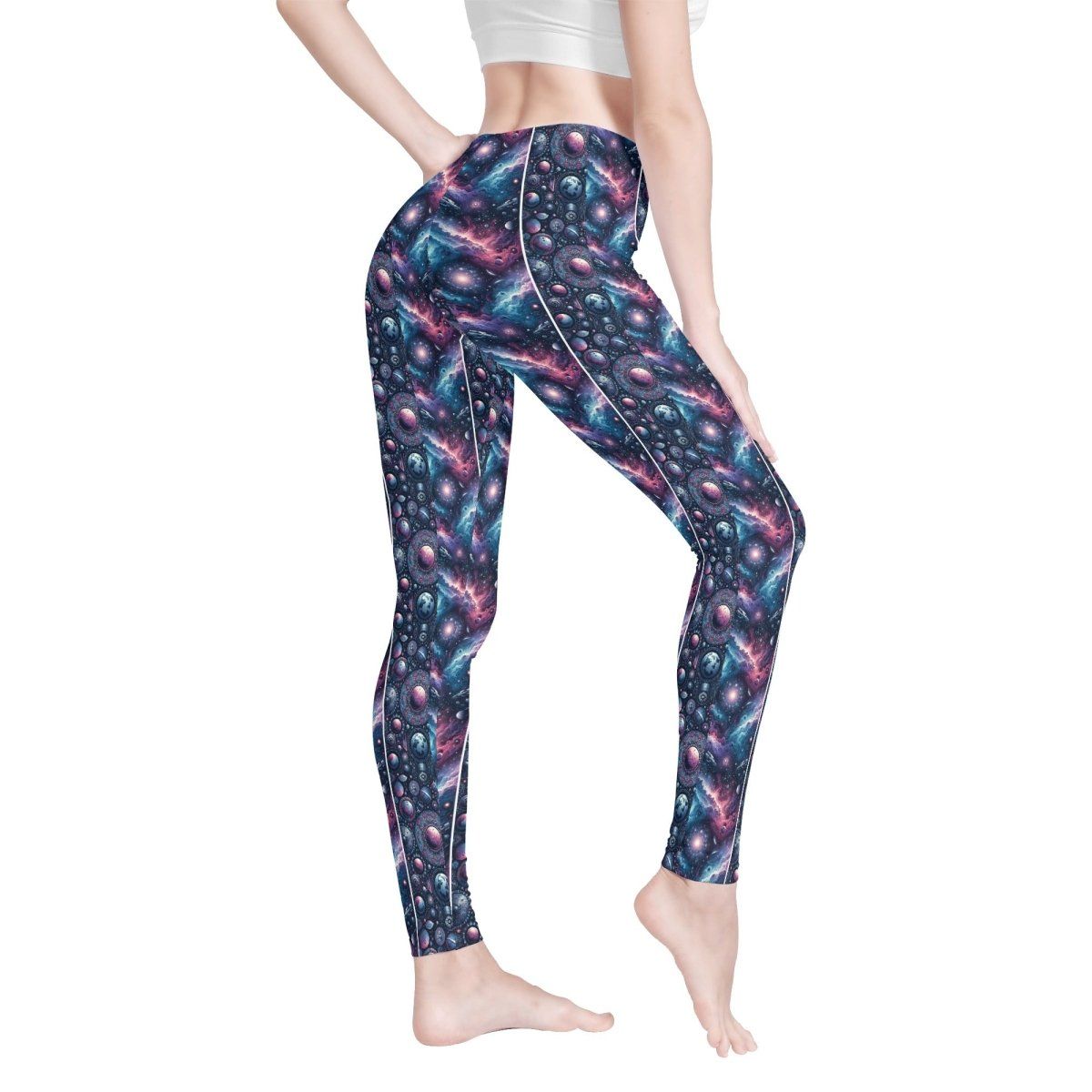 Sleek Yoga Leggings for Women - Comfortable and Stylish Planets Print Pants - Iron Phoenix GHG