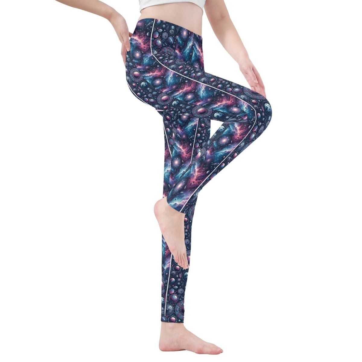 Sleek Yoga Leggings for Women - Comfortable and Stylish Planets Print Pants - Iron Phoenix GHG