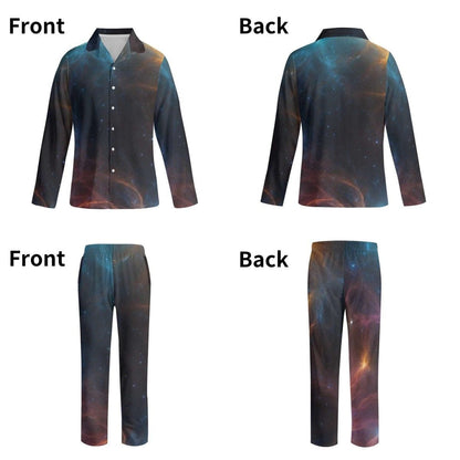 Stellar Streamer: Celestial Notch Collar Gaming Loungewear - Long-Sleeve Pajama Set - Iron Phoenix GHG