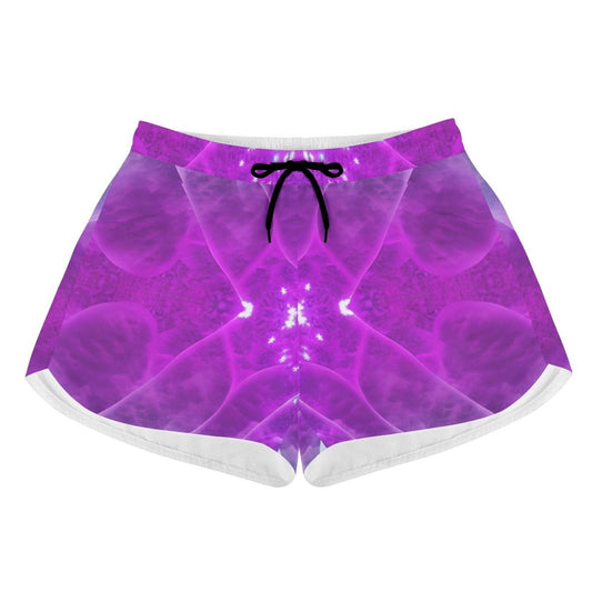 Stream and Shine in our Purple Womens  Print Beach Shorts - Perfect for Influencers and Streamers - Iron Phoenix GHG