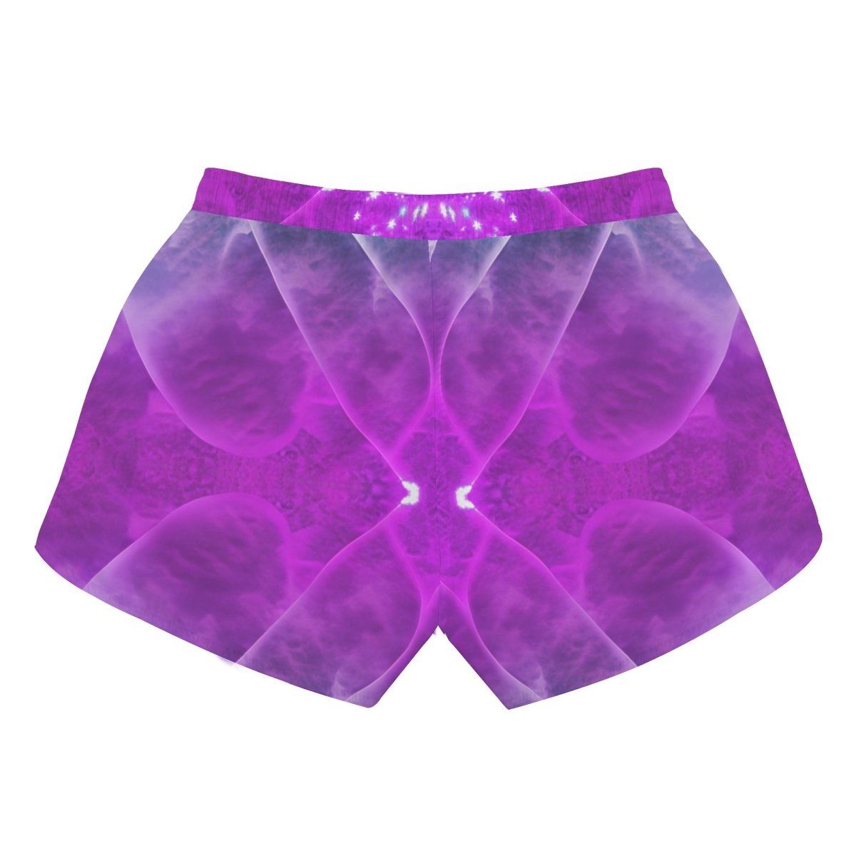 Stream and Shine in our Purple Womens  Print Beach Shorts - Perfect for Influencers and Streamers - Iron Phoenix GHG
