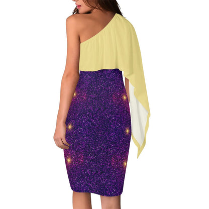 Stunning Asymmetrical Purple Yellow Formal Dress - Iron Phoenix GHG