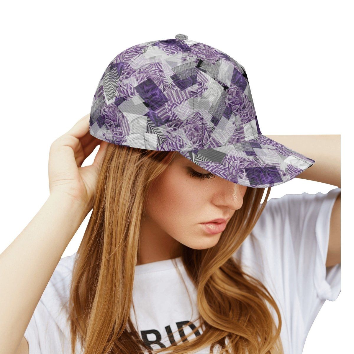 Stylish Lilac and Purple All-over Print Baseball Cap with Black Accents - Perfect for Any Outfit - Iron Phoenix GHG