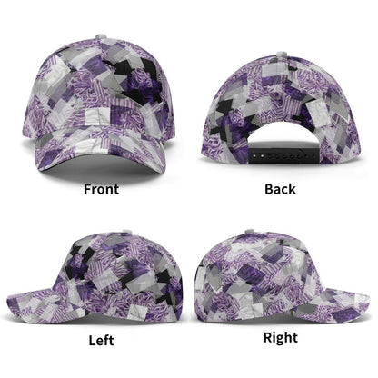 Stylish Lilac and Purple All-over Print Baseball Cap with Black Accents - Perfect for Any Outfit - Iron Phoenix GHG