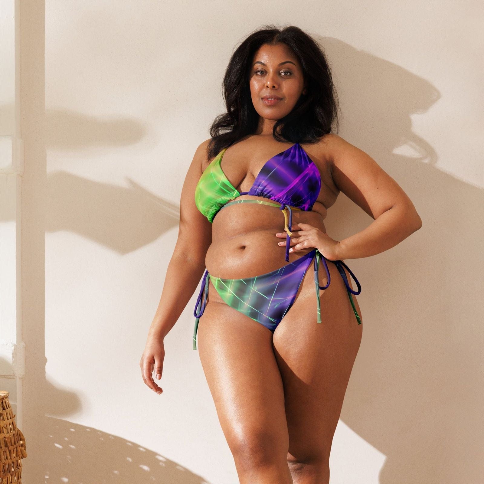 Stylish Purple and Yellow String Bikini - Iron Phoenix GHG