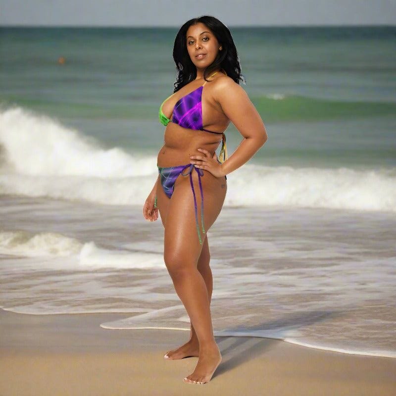 Stylish Purple and Yellow String Bikini - Iron Phoenix GHG