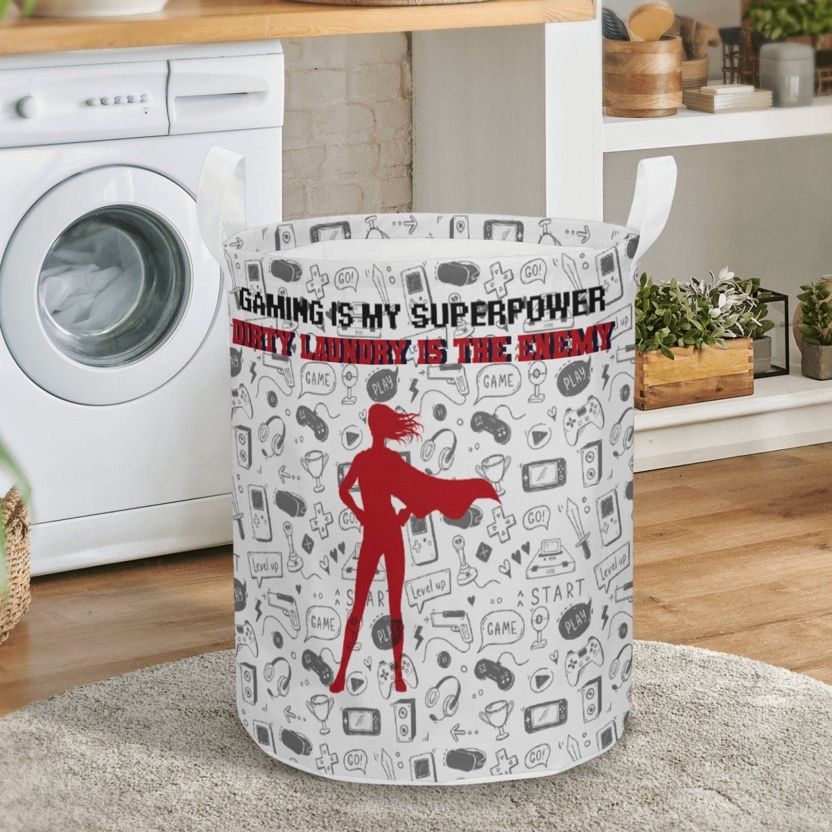 Super hero Laundry basket--Laundry is the enemy Round Laundry Basket - Iron Phoenix GHG