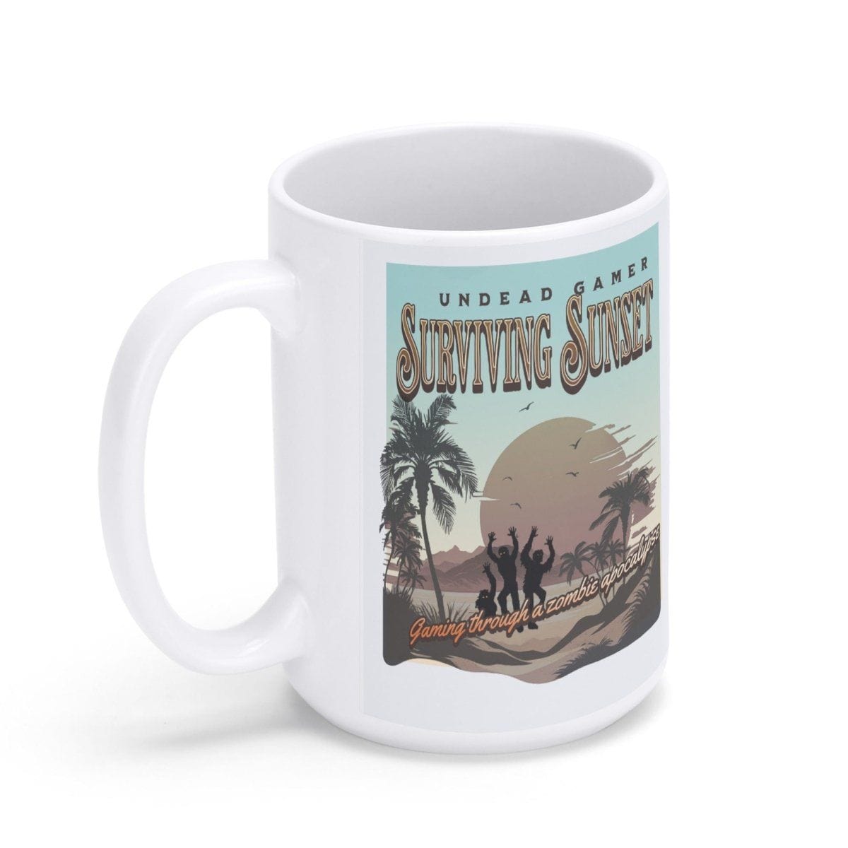 Survival Sunset Mug - 15 oz White Glossy Zombie Inspired Design - Iron Phoenix GHG