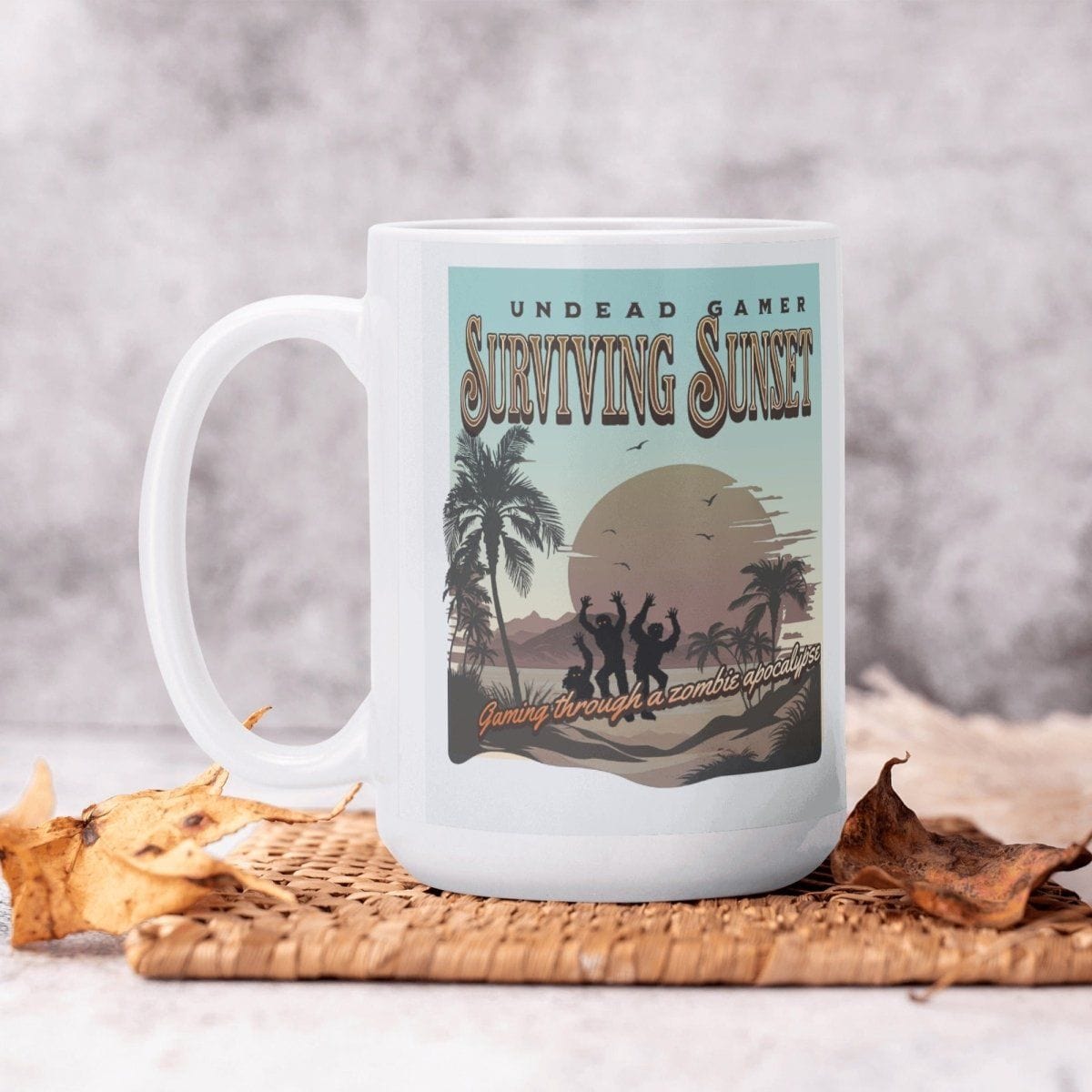 Survival Sunset Mug - 15 oz White Glossy Zombie Inspired Design - Iron Phoenix GHG