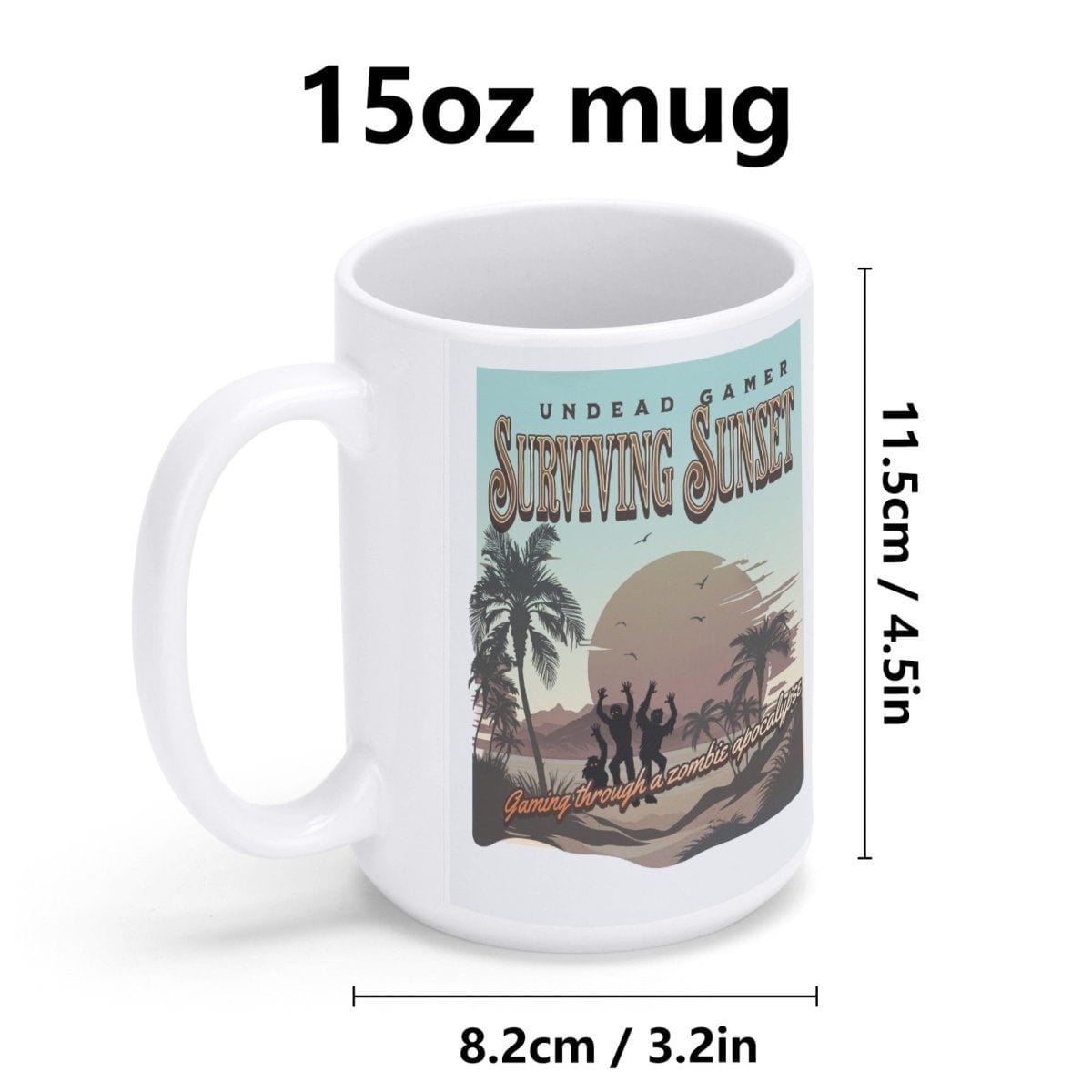 Survival Sunset Mug - 15 oz White Glossy Zombie Inspired Design - Iron Phoenix GHG