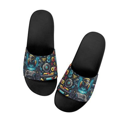 Teal Pattern Slide Sandals - Iron Phoenix GHG