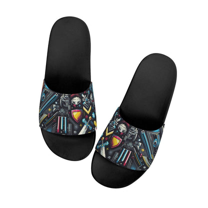 Teal Pattern Slide Sandals - Iron Phoenix GHG