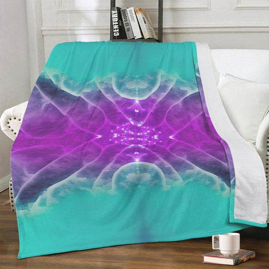 Teal  Purple Premium Fleece Blanket - Soft Polyester Material for Cozy Comfort - Iron Phoenix GHG