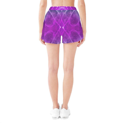 Teal Purple  Print Womens Beach Shorts - Influencer  Streamer Ready Casual  Vibrant - Perfect for the Beach - Iron Phoenix GHG