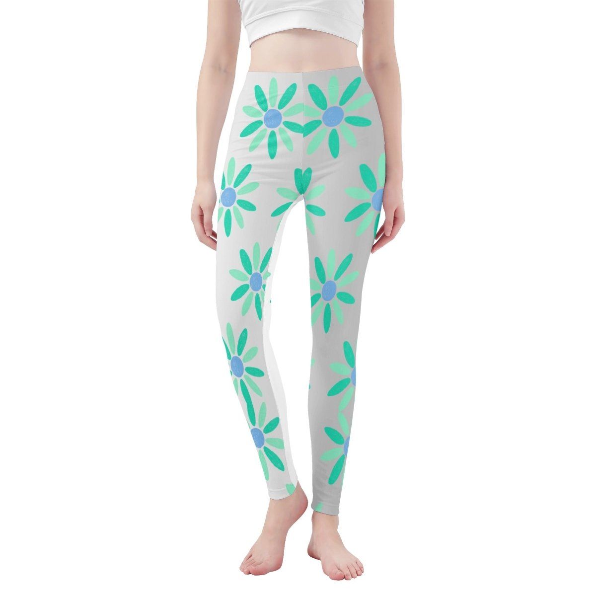 Teal and Grey Soft Yoga Leggings - Comfortable Workout Pants for Women - Iron Phoenix GHG