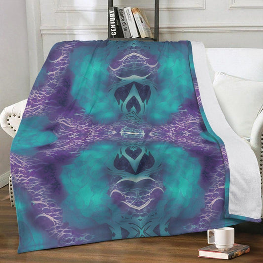 Teal and Purple Premium Fleece Blanket - Soft Polyester Material - Iron Phoenix GHG