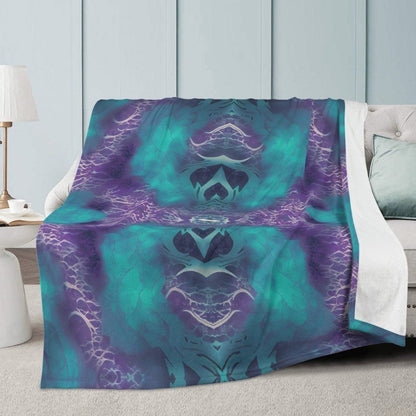 Teal and Purple Premium Fleece Blanket - Soft Polyester Material - Iron Phoenix GHG