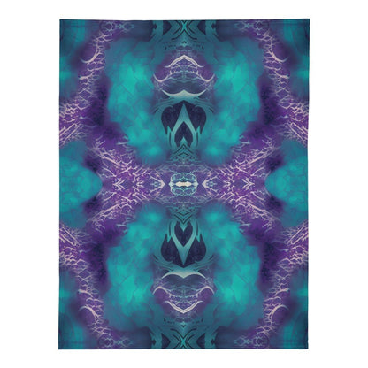 Teal and Purple Premium Fleece Blanket - Soft Polyester Material - Iron Phoenix GHG