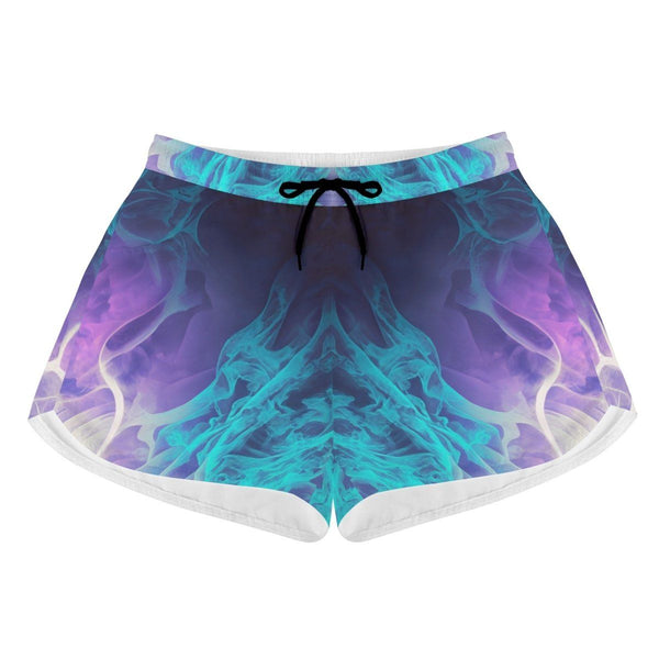 Teal and Purple  Print Beach Shorts for Influencers and Streamers - Iron Phoenix GHG