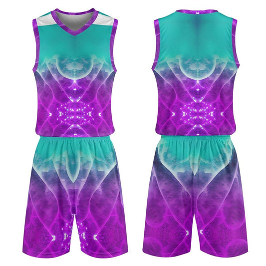 Teal and purple Customize Adult Basketball Sports Uniform Jersey & Shorts - Iron Phoenix GHG