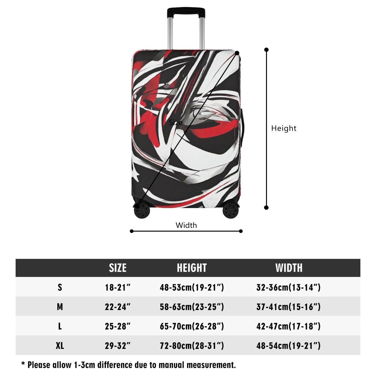 Travel in Style with our Red White and Black Protective Luggage Cover  Avoid Mix-Ups - Iron Phoenix GHG