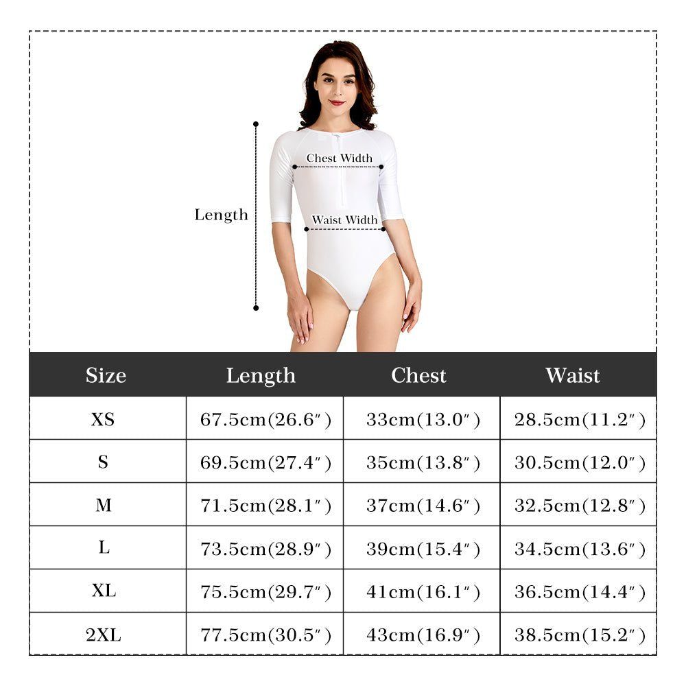 Two tone with blue Womens One Piece Zip Front Half Sleeve Swimsuit - Iron Phoenix GHG