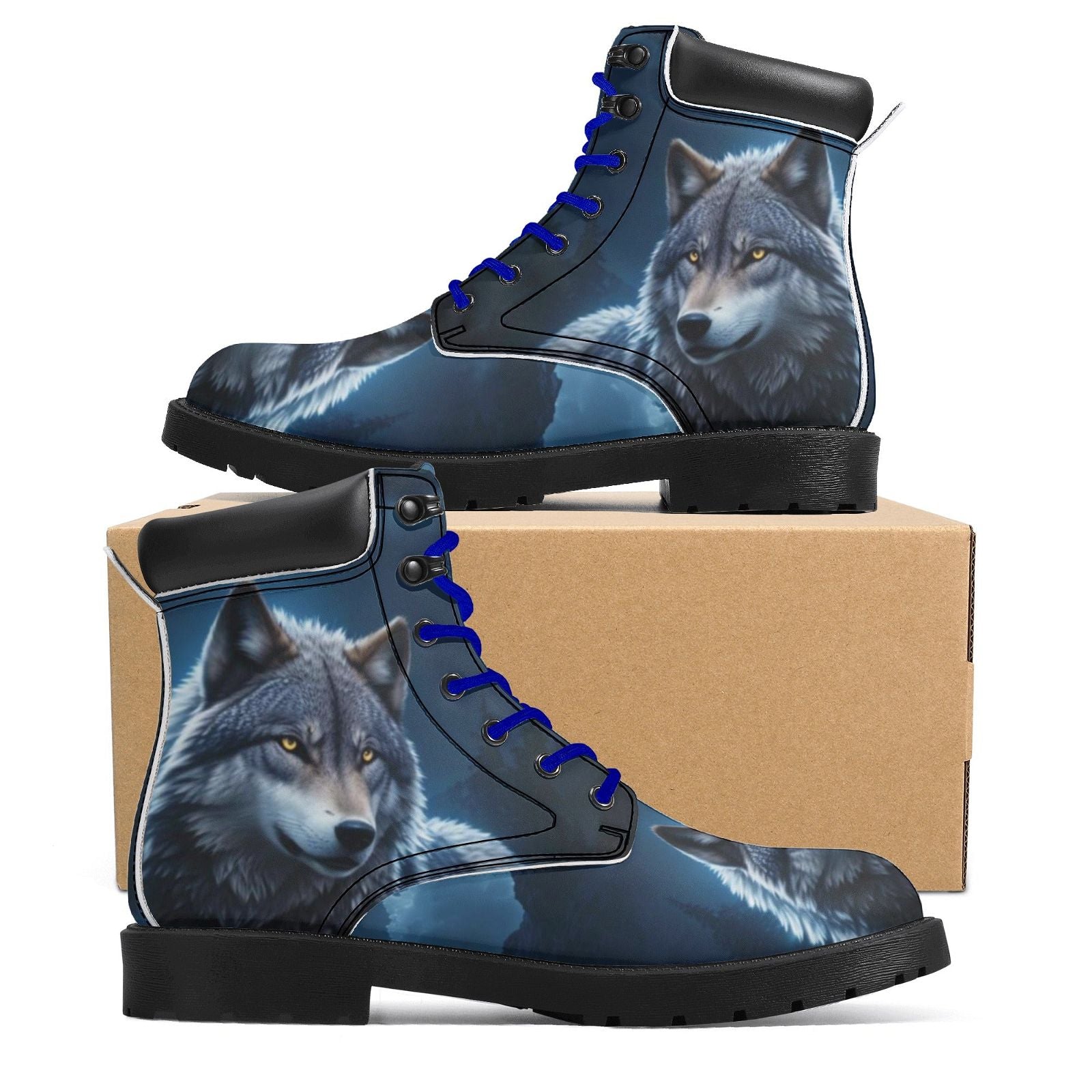 Unique Wolf Design Printed Boots for Men - Iron Phoenix GHG