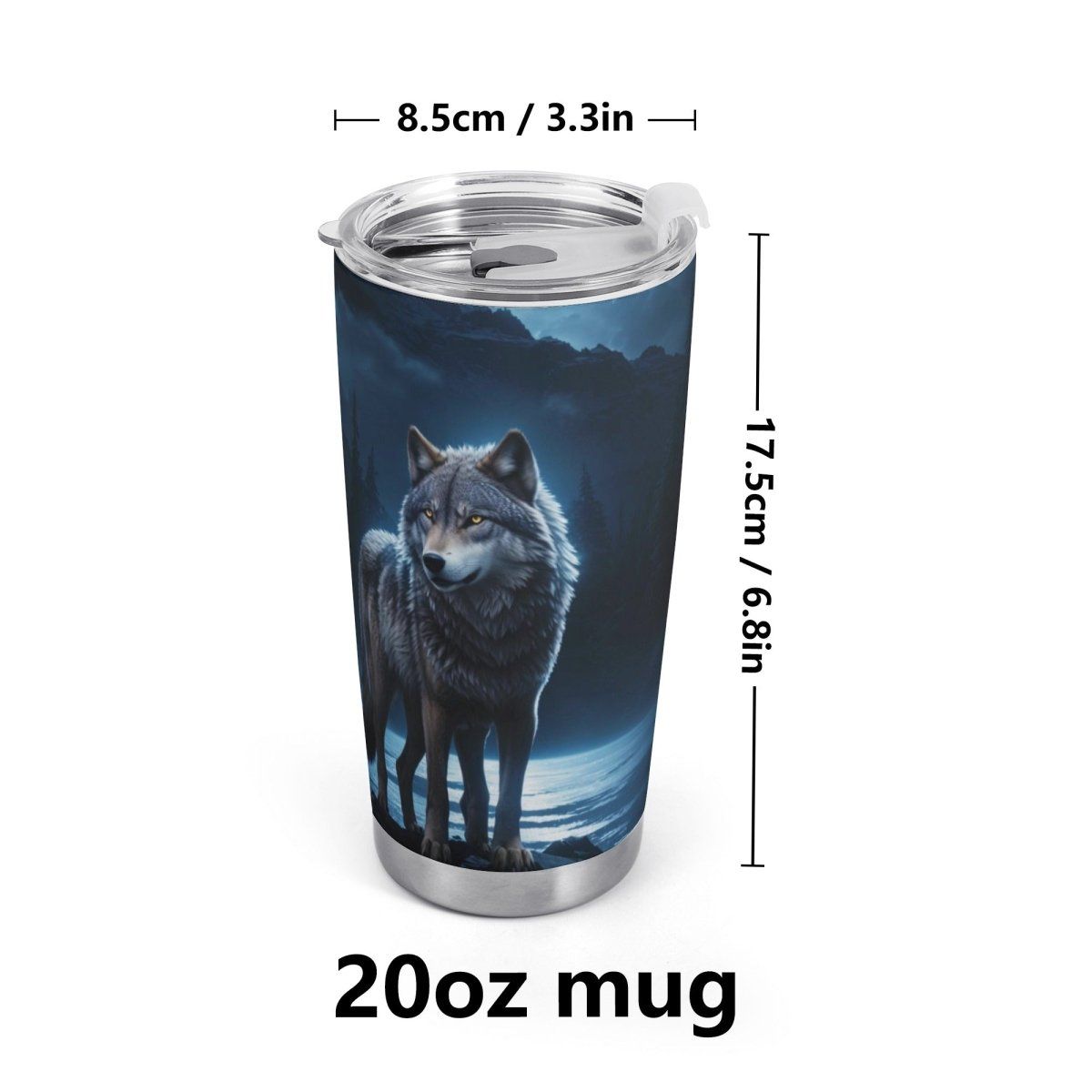 Wolf Car Cup with All Over Print - Perfect for On-the-Go Sipping - Iron Phoenix GHG