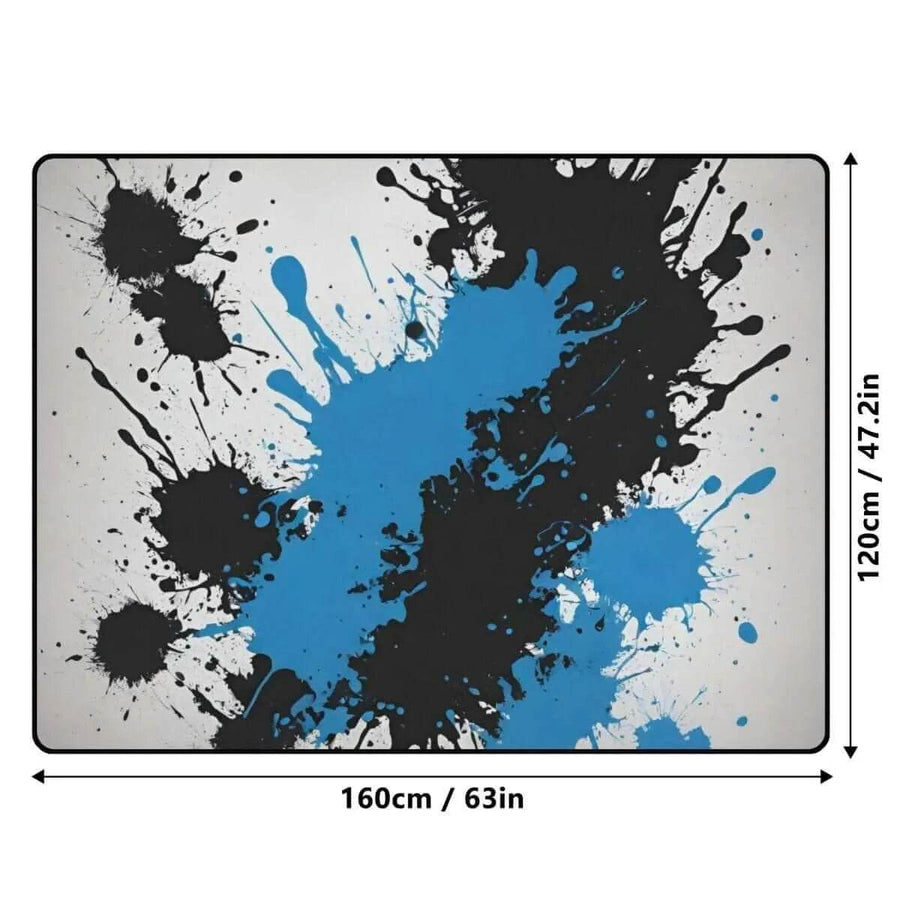 Blue Black Paint Splatter Rug | Gaming and Yoga Mat - Iron Phoenix GHG