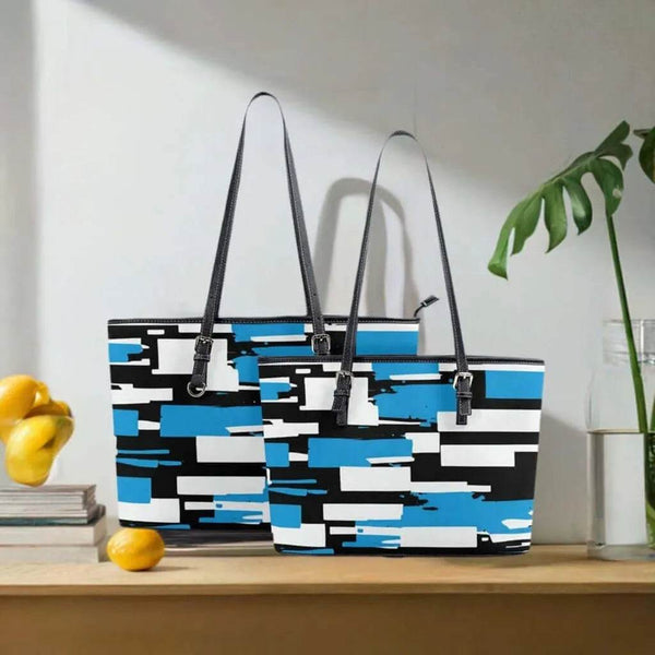 Abstract Tote Bag, Azure Mosaic, Eco-Friendly Style - Iron Phoenix GHG