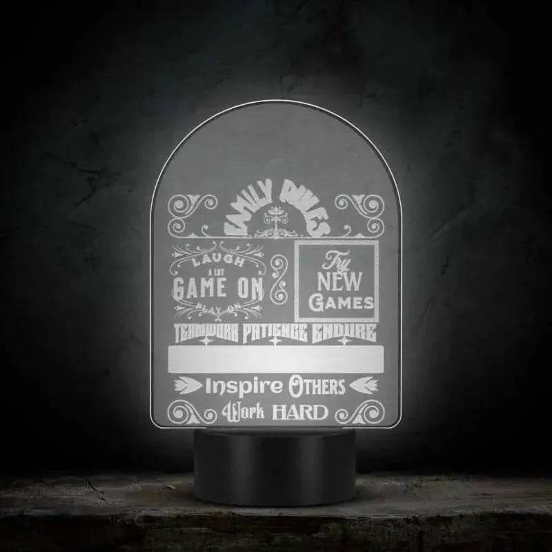 Gamer Family Rules LED Lamp |Shadowseeker | Iron Phoenix GHG - Iron Phoenix GHG