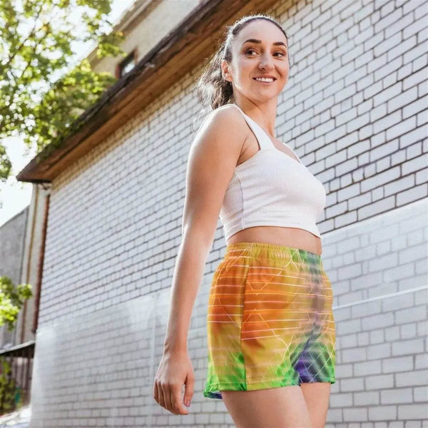 Active Gamer Workout Shorts in Chic Purple and Yellow for Stylish Fitness - Iron Phoenix GHG