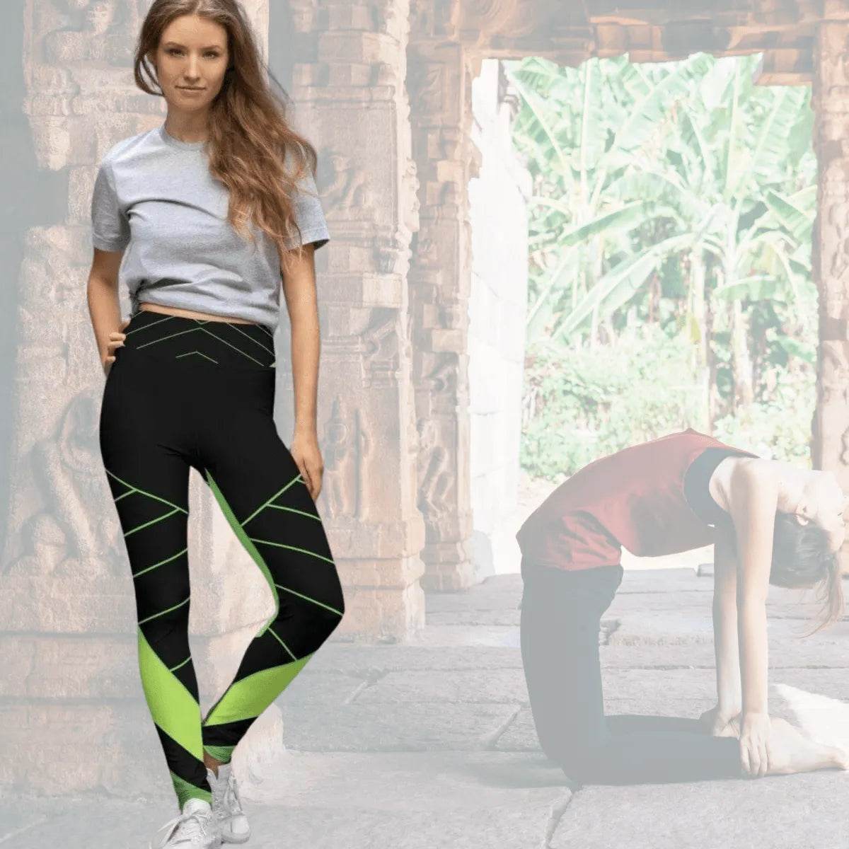 Alive Green & Black Yoga Leggings - Gamer Style - Iron Phoenix GHG