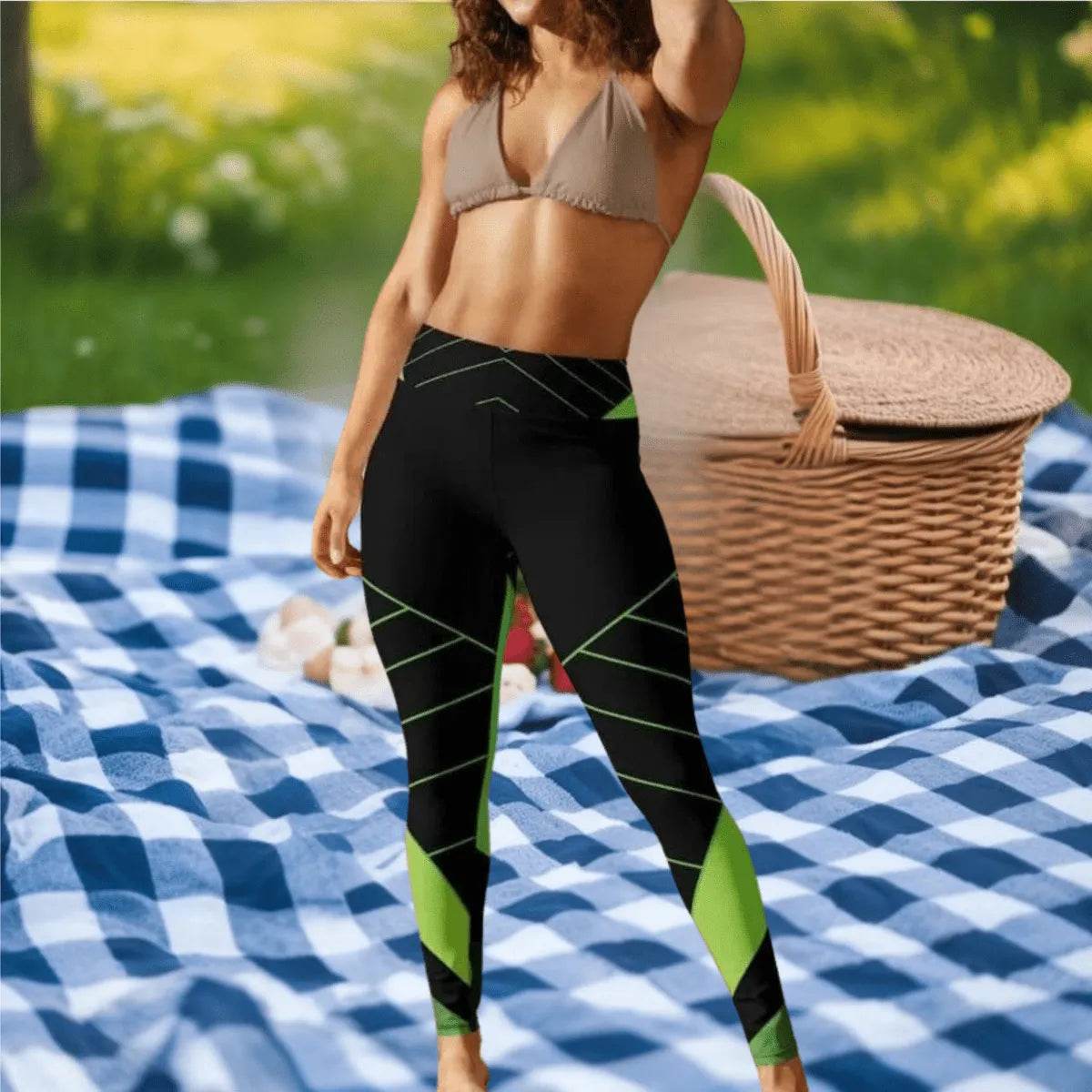 Alive Green & Black Yoga Leggings - Gamer Style - Iron Phoenix GHG