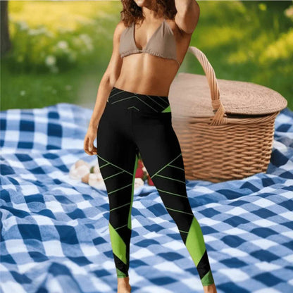 Alive Green & Black Yoga Leggings - Gamer Style - Iron Phoenix GHG