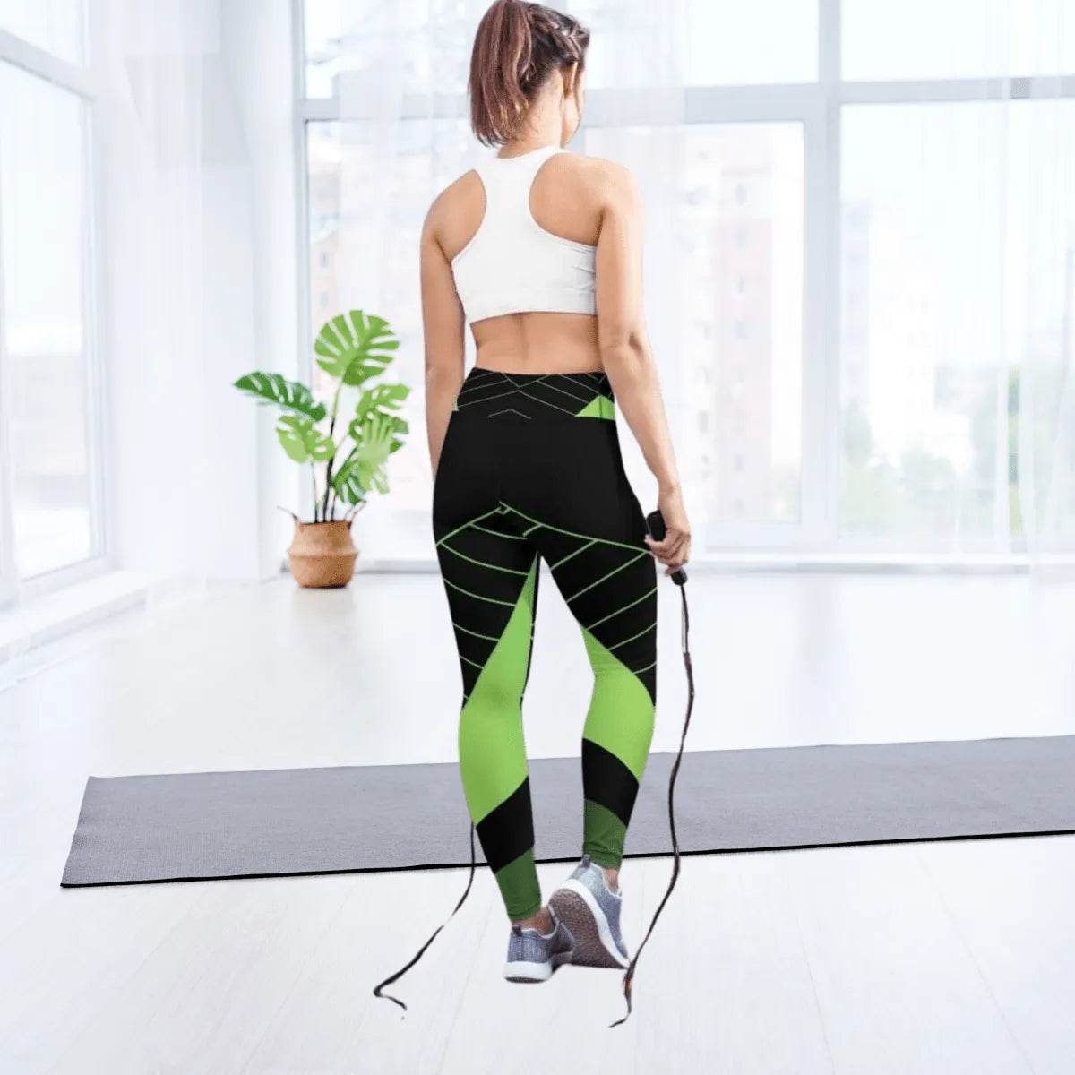 Alive Green & Black Yoga Leggings - Gamer Style - Iron Phoenix GHG
