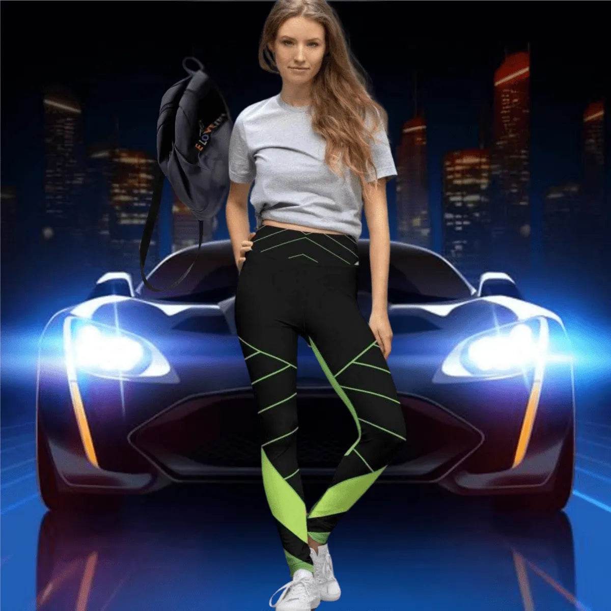 Alive Green & Black Yoga Leggings - Gamer Style - Iron Phoenix GHG