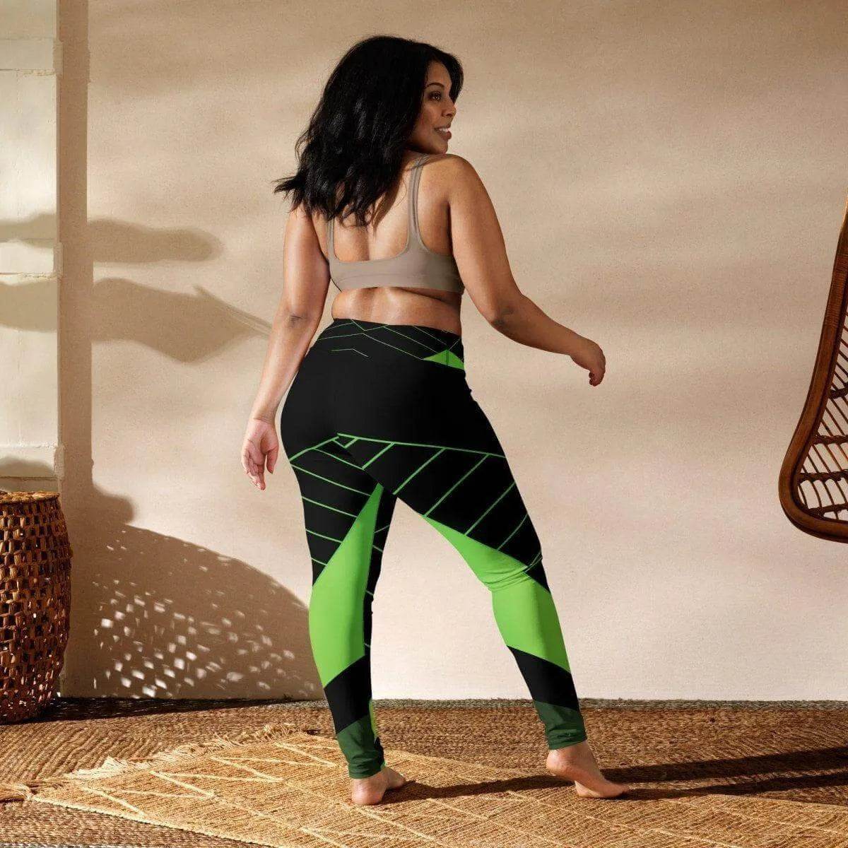 Alive Green & Black Yoga Leggings - Gamer Style - Iron Phoenix GHG