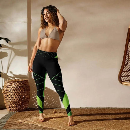 Alive Green & Black Yoga Leggings - Gamer Style - Iron Phoenix GHG